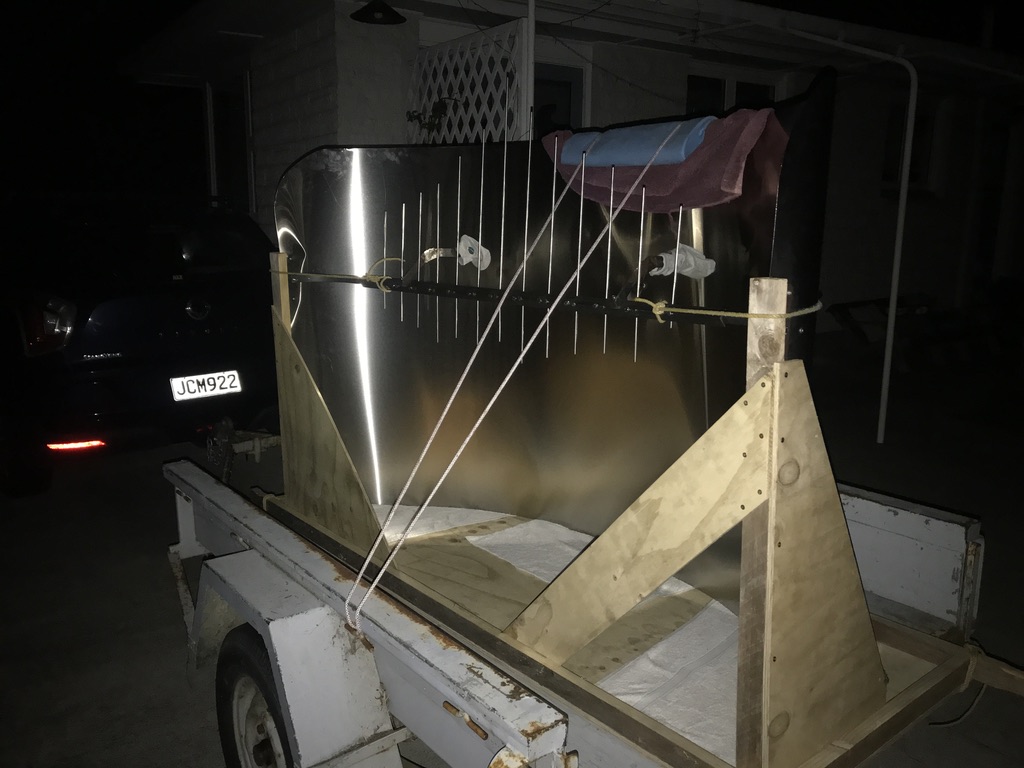 The Space Bass in the back of trailer on the way to the gig