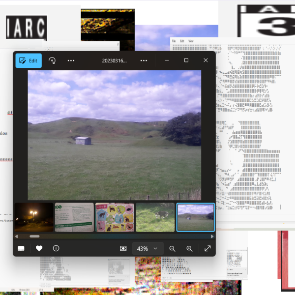 a screenshot with many many windows open - a confusion of image and text and borders