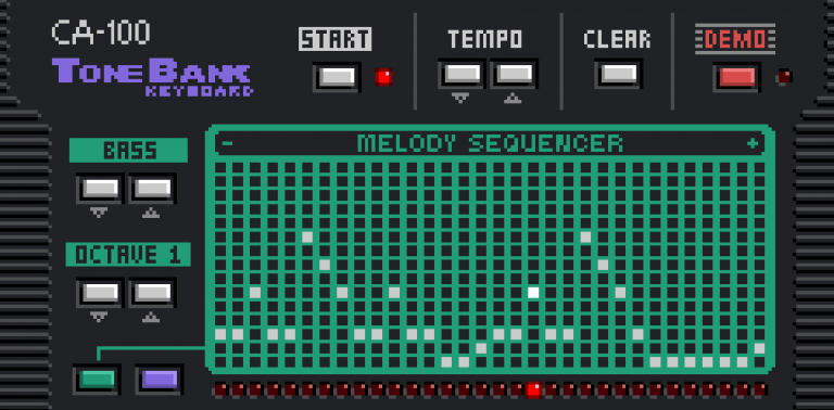 a screenshot of the casio simulator. Pixelated low resolution graphics in green and black.