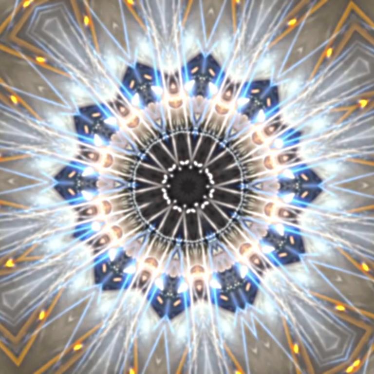 An abstract mandala pattern - a still from the video accompanying the music